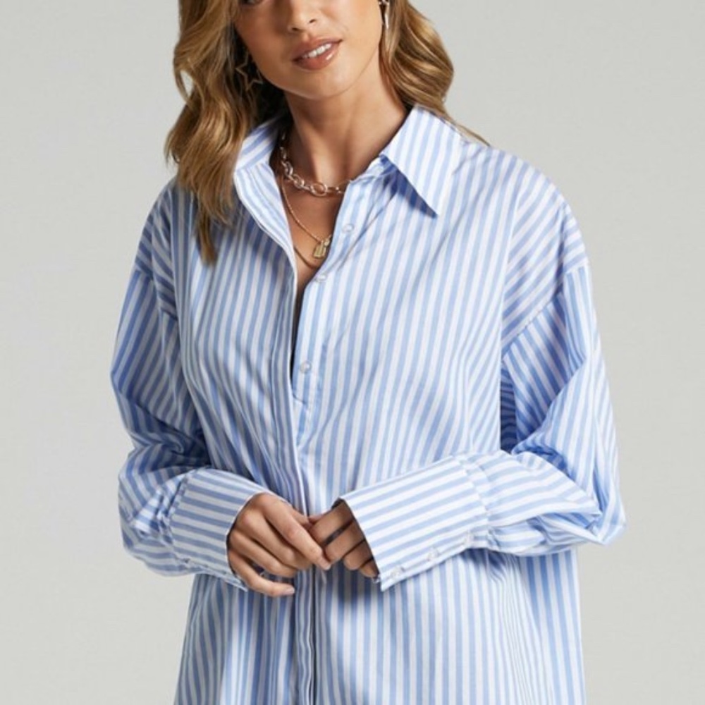 Lioness Boyfriend Shirt - Blue Striped